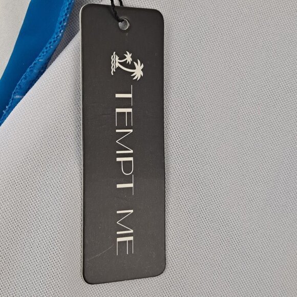 Tempt Me Size Med Turquoise Blue Tankini Swim One Shoulder Ruching NWT - Picture 12 of 15